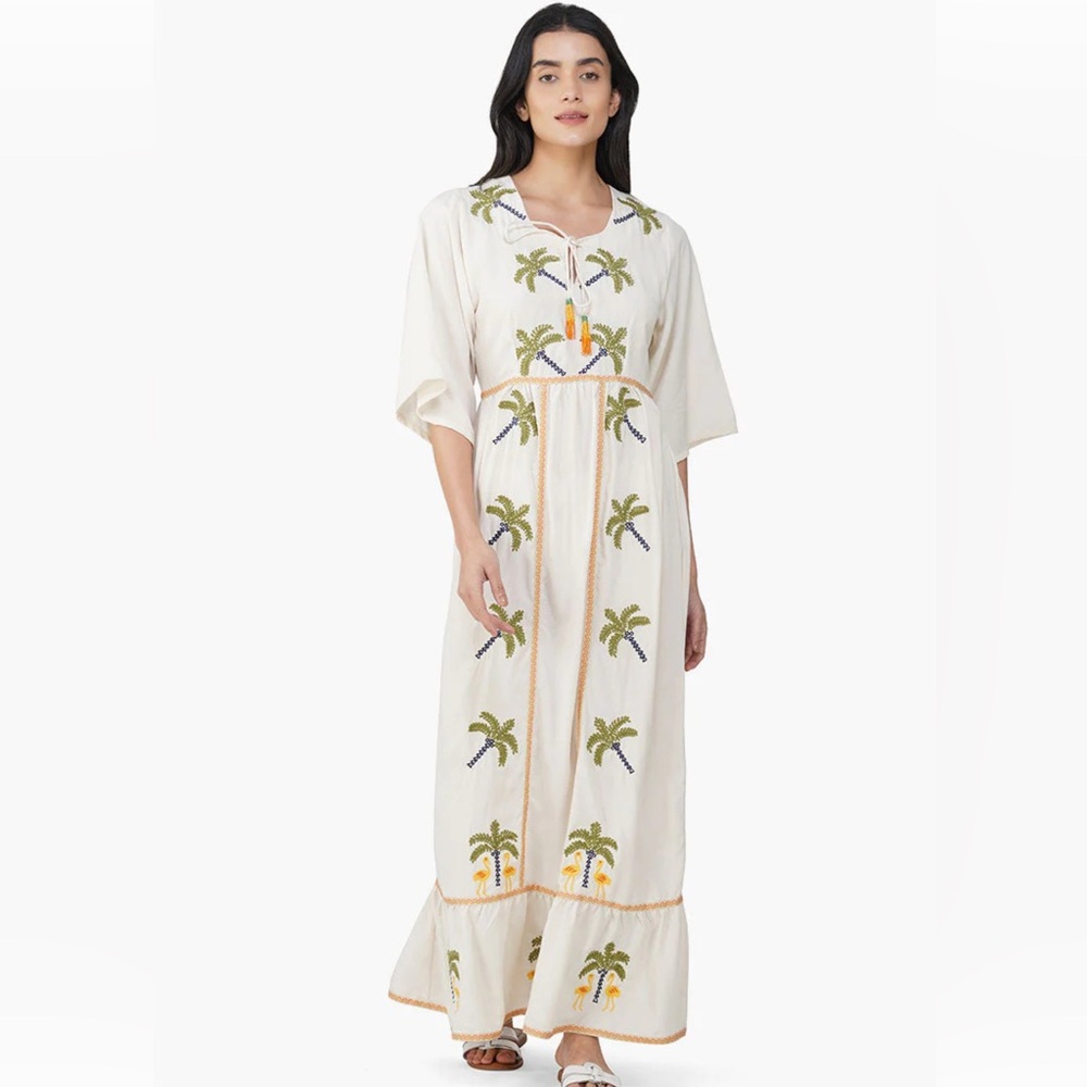 *New* Embroidered Palm Tree Swim Cover-Up Dress (America & Beyond)